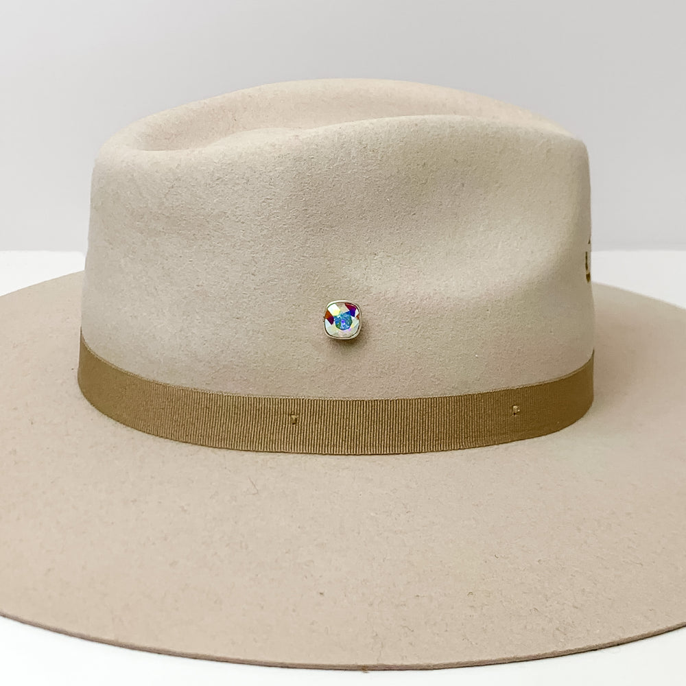 Pink Panache | Silver Tone 12mm Hat Pin with AB Cushion Cut Crystal - Giddy Up Glamour Boutique