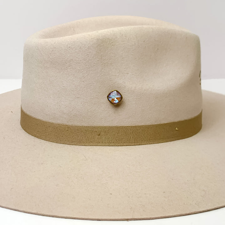 Pink Panache | Bronze Tone 12mm Hat Pin with Cappuccino Delight Cushion Cut Crystal - Giddy Up Glamour Boutique