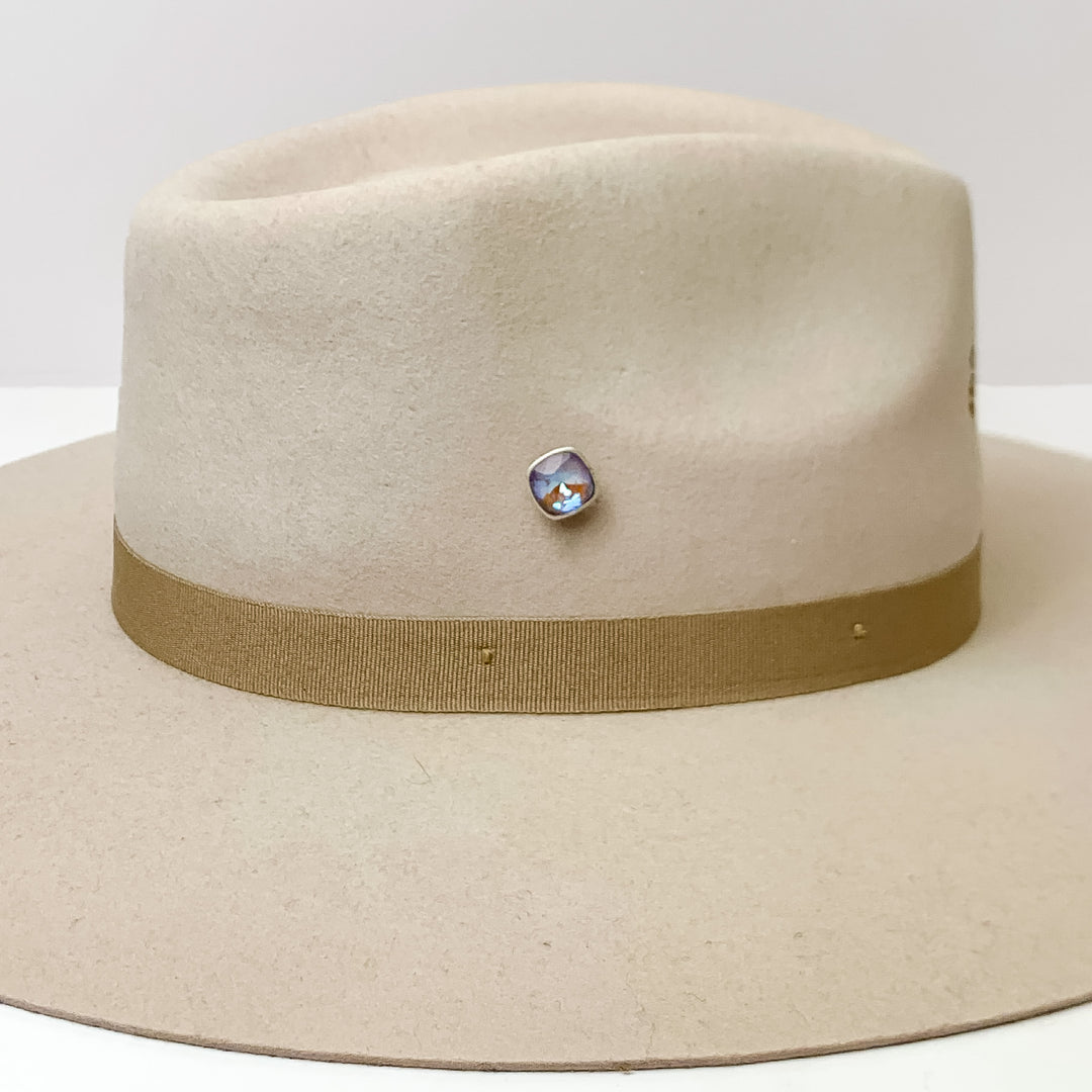 Pink Panache | Silver Tone 12mm Hat Pin with Cappuccino Delight Cushion Cut Crystal - Giddy Up Glamour Boutique