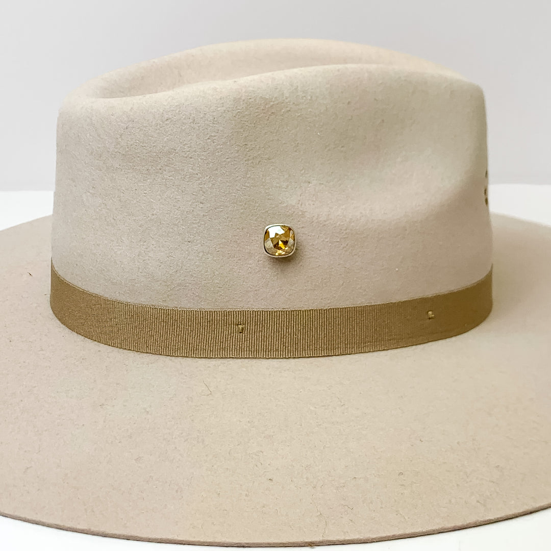 Pink Panache | Silver Tone 12mm Hat Pin with Golden Shadow Cushion Cut Crystal - Giddy Up Glamour Boutique