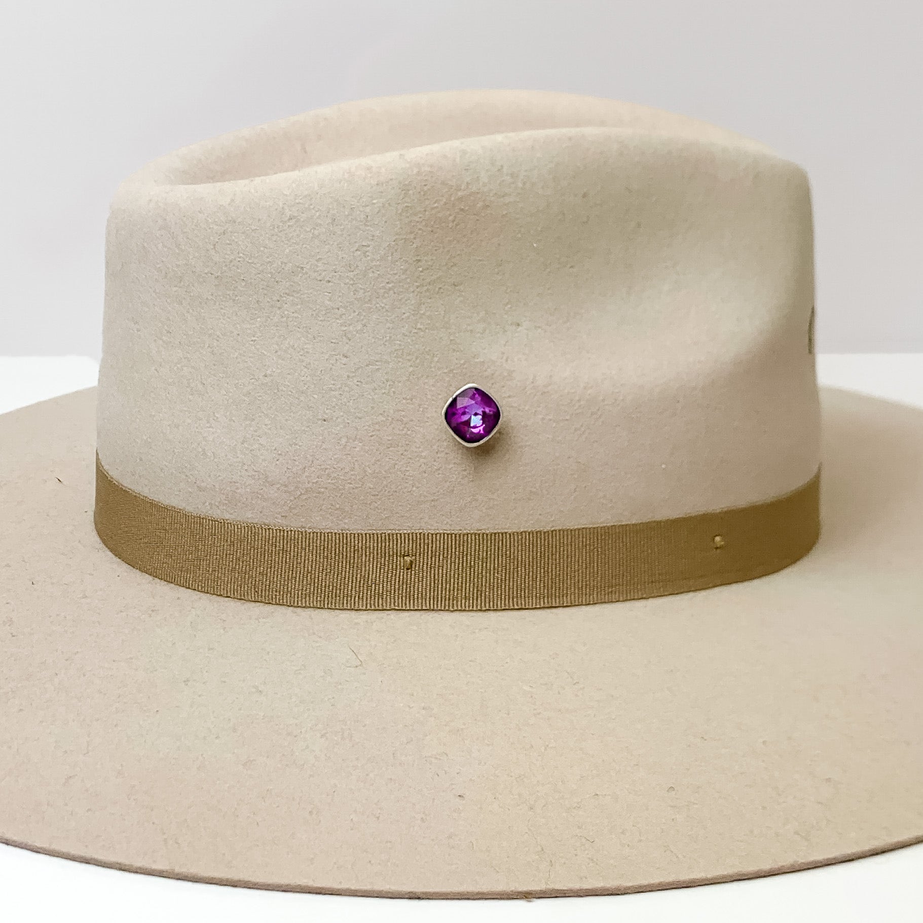 Pink Panache | Silver Tone 12mm Hat Pin with Amethyst Cushion Cut Crystal