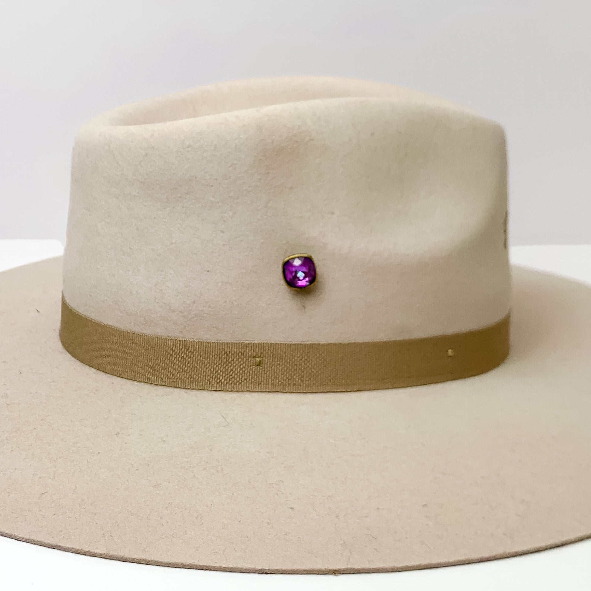 Pink Panache | Bronze Tone 12mm Hat Pin with Amethyst Cushion Cut Crystal - Giddy Up Glamour Boutique