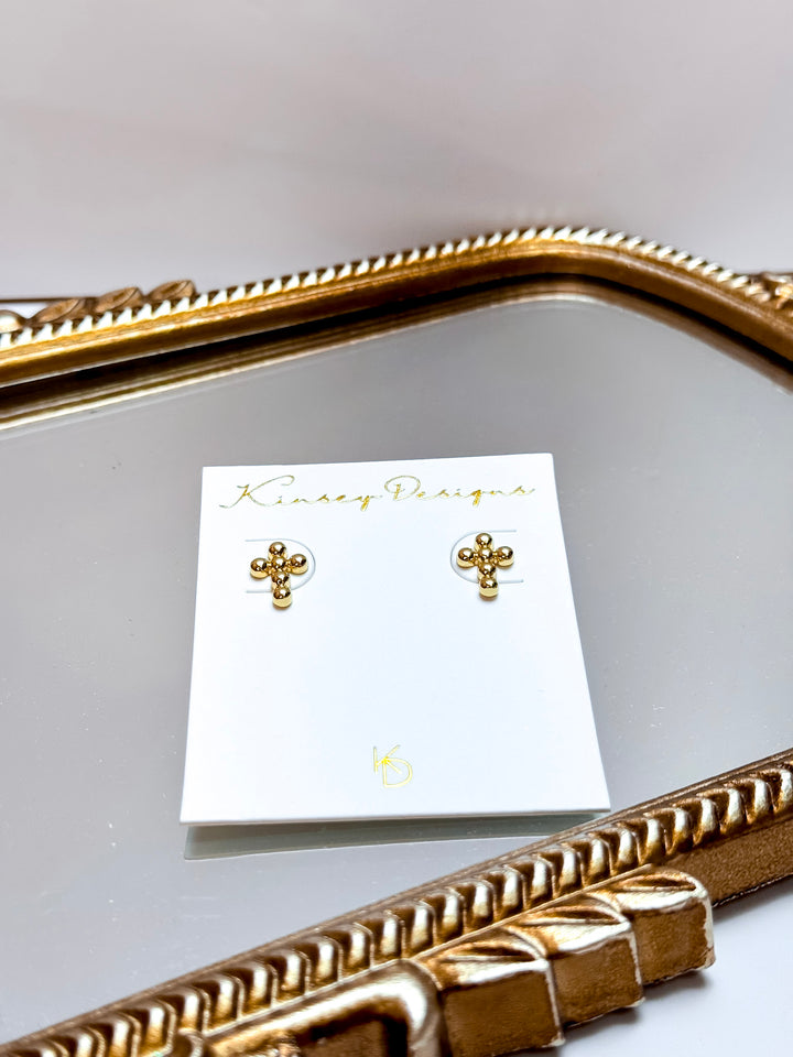 Kinsey Designs | Royal Cross Stud Earrings in Gold