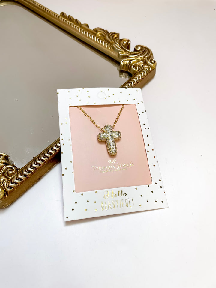 Treasure Jewels | Faithful Glow Pave Cross Chain Necklace in Gold