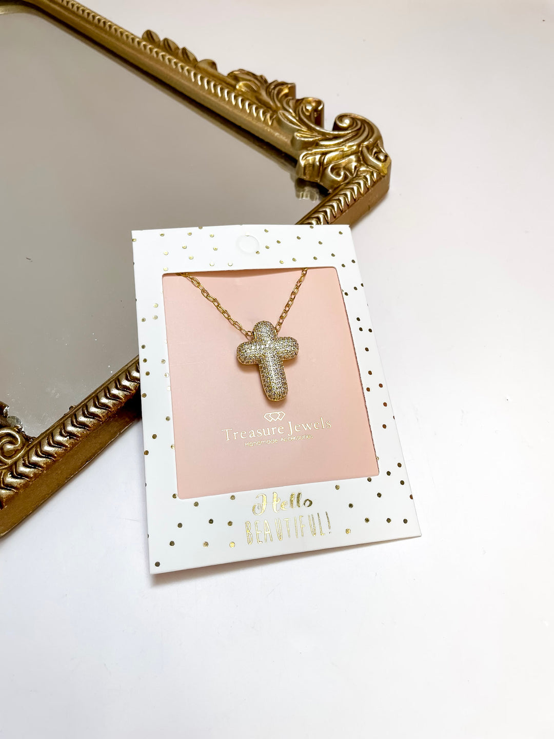 Treasure Jewels | Faithful Glow Pave Cross Chain Necklace in Gold