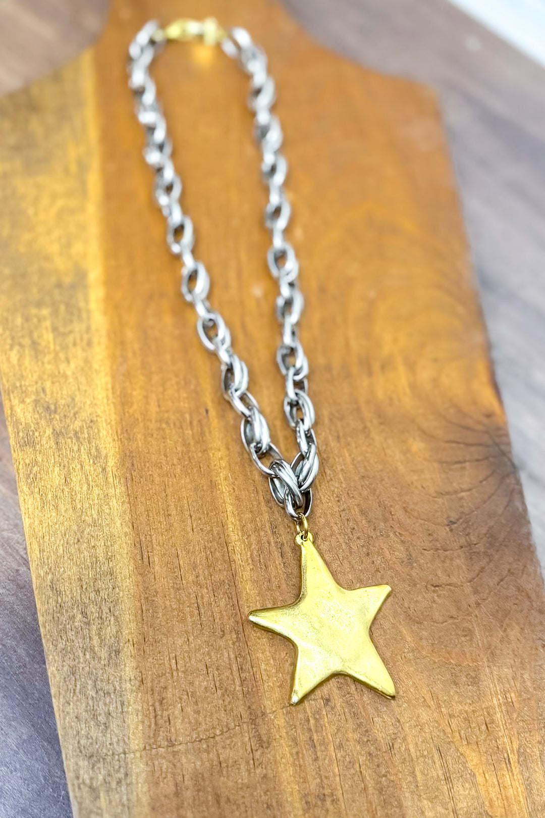 Bracha | Star Shine Two Tone Necklace in Silver