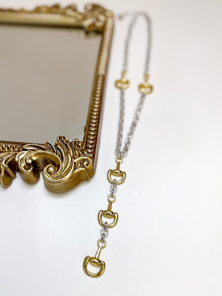 Treasure Jewels | Equestrian Charm Horse Bit Statement Pendant Necklace in Gold and Silver