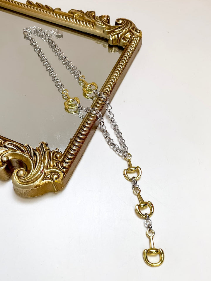 Treasure Jewels | Equestrian Charm Horse Bit Statement Pendant Necklace in Gold and Silver