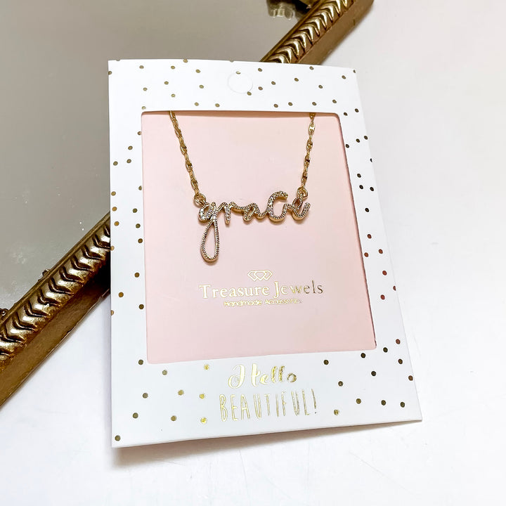 Treasure Jewels | Grace Script Chain Necklace in Gold
