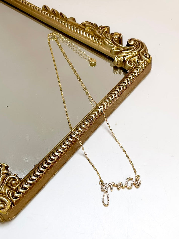 Treasure Jewels | Grace Script Chain Necklace in Gold