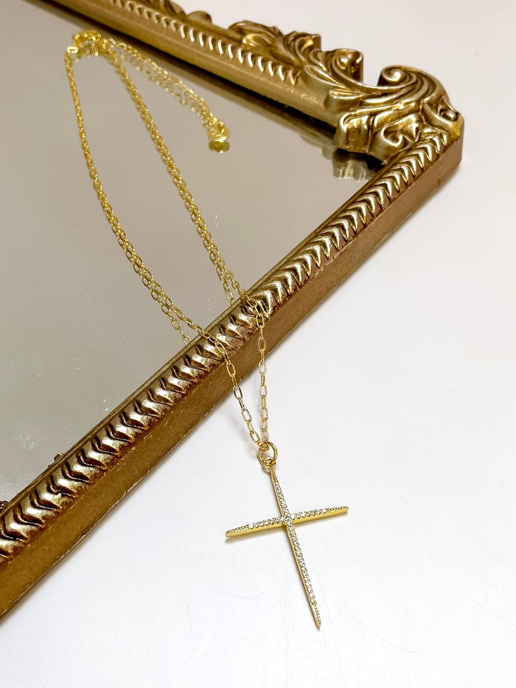 Treasure Jewels | Full of Grace Large Crystal Cross Necklace in Gold