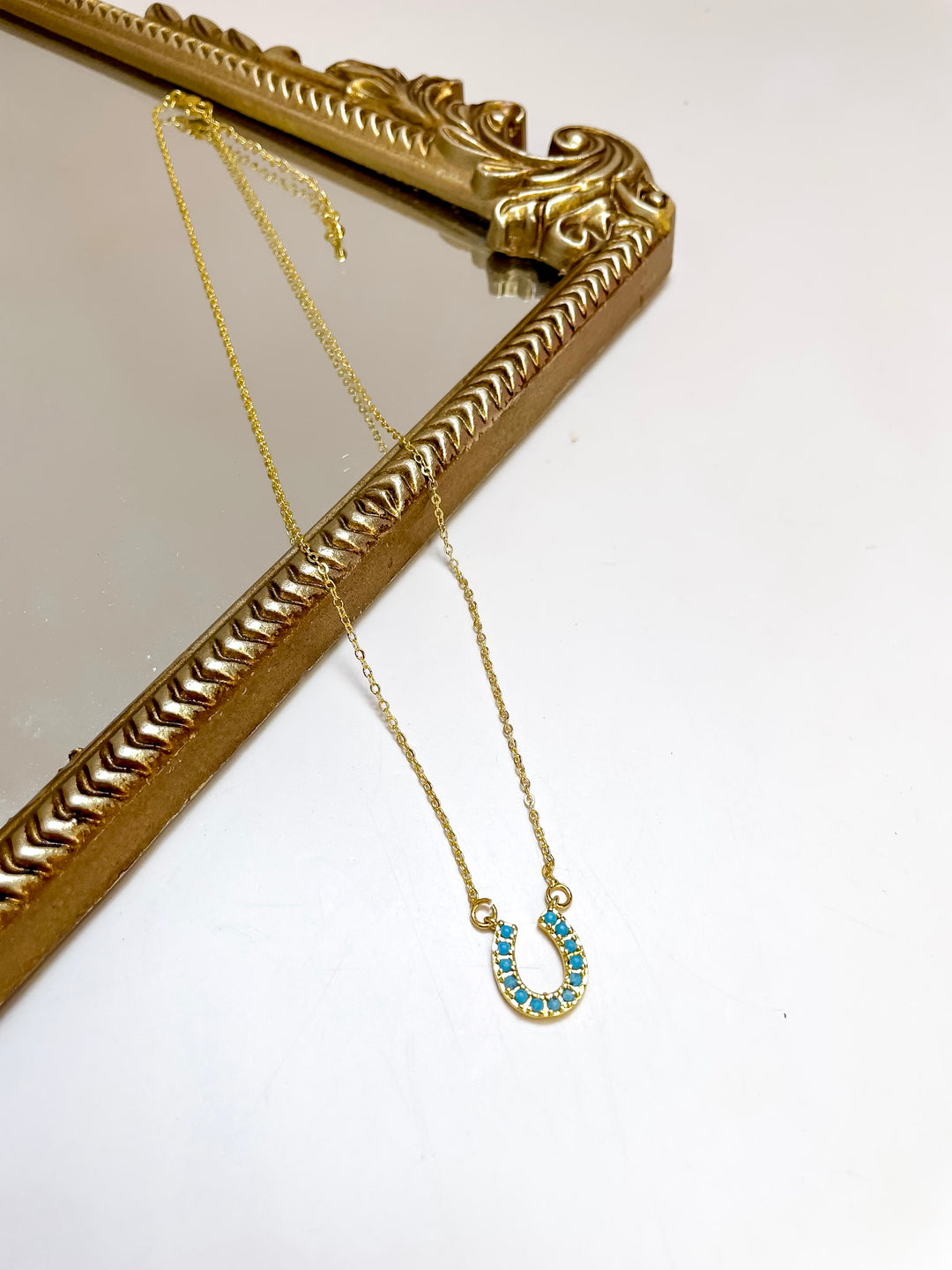 Treasure Jewels | Lucky Charm Horseshoe Necklace in Turquoise and Gold