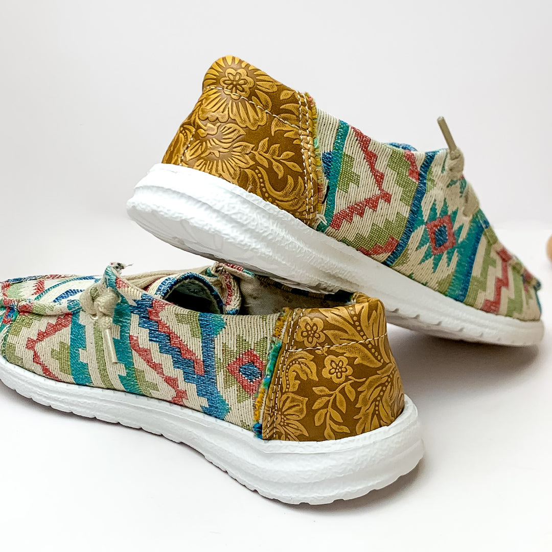 Very G | Have To Run Leather Heel Slip On Loafers with Laces in Beige Multi - Giddy Up Glamour Boutique