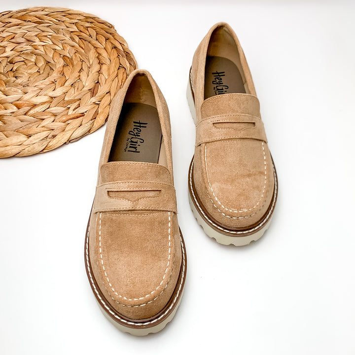 Corky's | Boost Slip On Suede Loafers in Sand Brown - Giddy Up Glamour Boutique