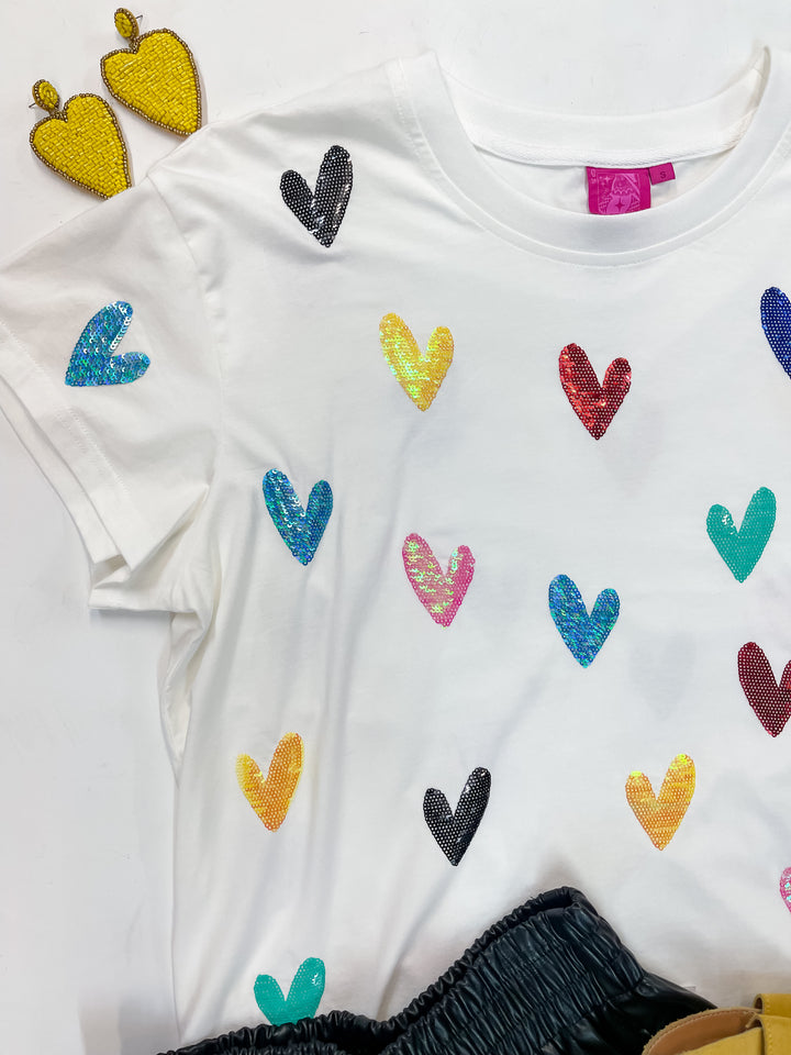 Queen Of Sparkles | Charm Me Multi-Colored Sequin Top in White - Giddy Up Glamour Boutique