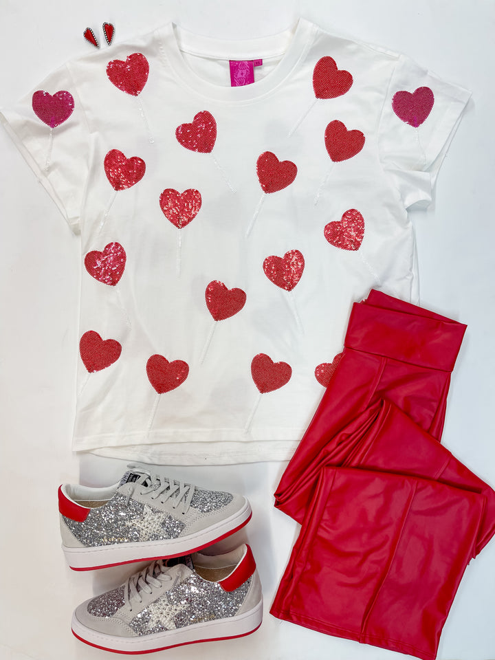 Queen Of Sparkles | Lollipop Lane Red and Pink Sequined Lollipops Top in White - Giddy Up Glamour Boutique