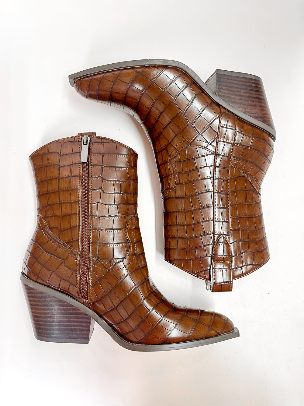 Corky's | Rowdy Western Stitch Boots in Brown Croc - Giddy Up Glamour Boutique