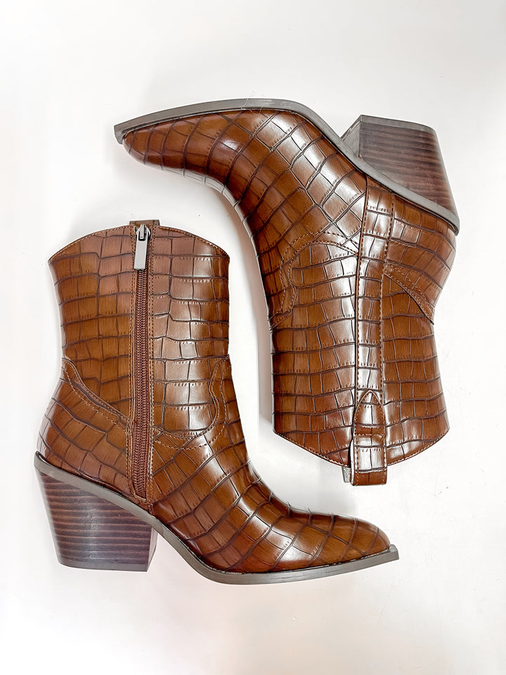 Corky's | Rowdy Western Stitch Boots in Brown Croc - Giddy Up Glamour Boutique
