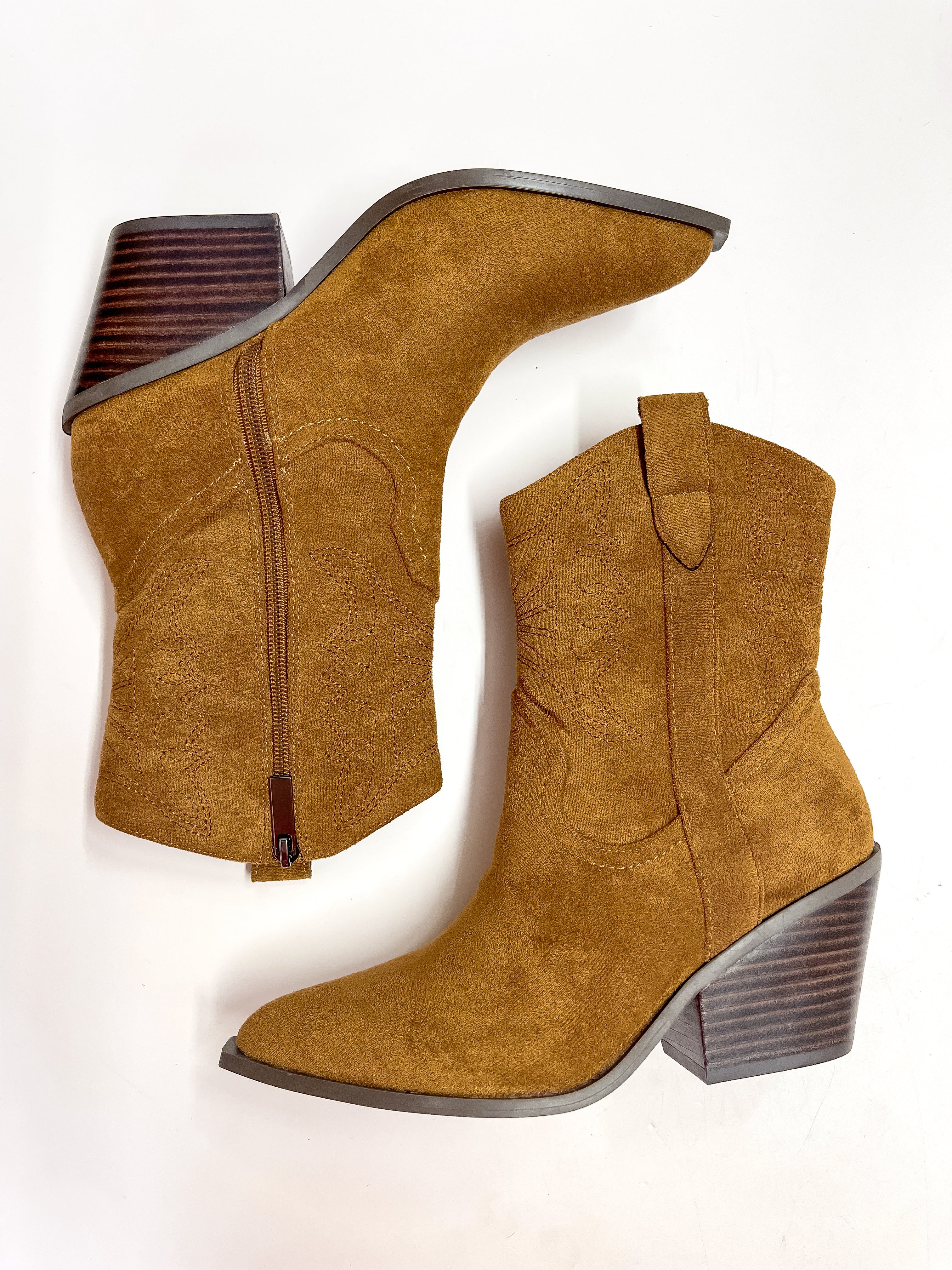Corky's | Rowdy Western Stitch Boots in Tobacco Suede - Giddy Up Glamour Boutique