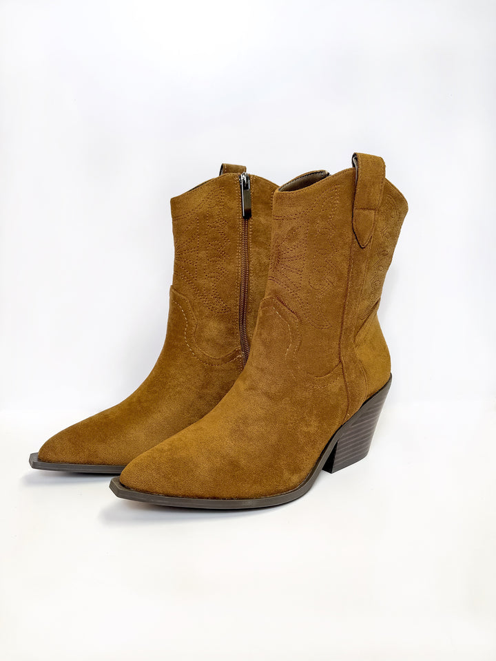 Corky's | Rowdy Western Stitch Boots in Tobacco Suede - Giddy Up Glamour Boutique