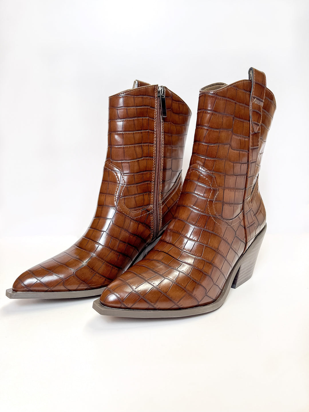 Corky's | Rowdy Western Stitch Boots in Brown Croc - Giddy Up Glamour Boutique