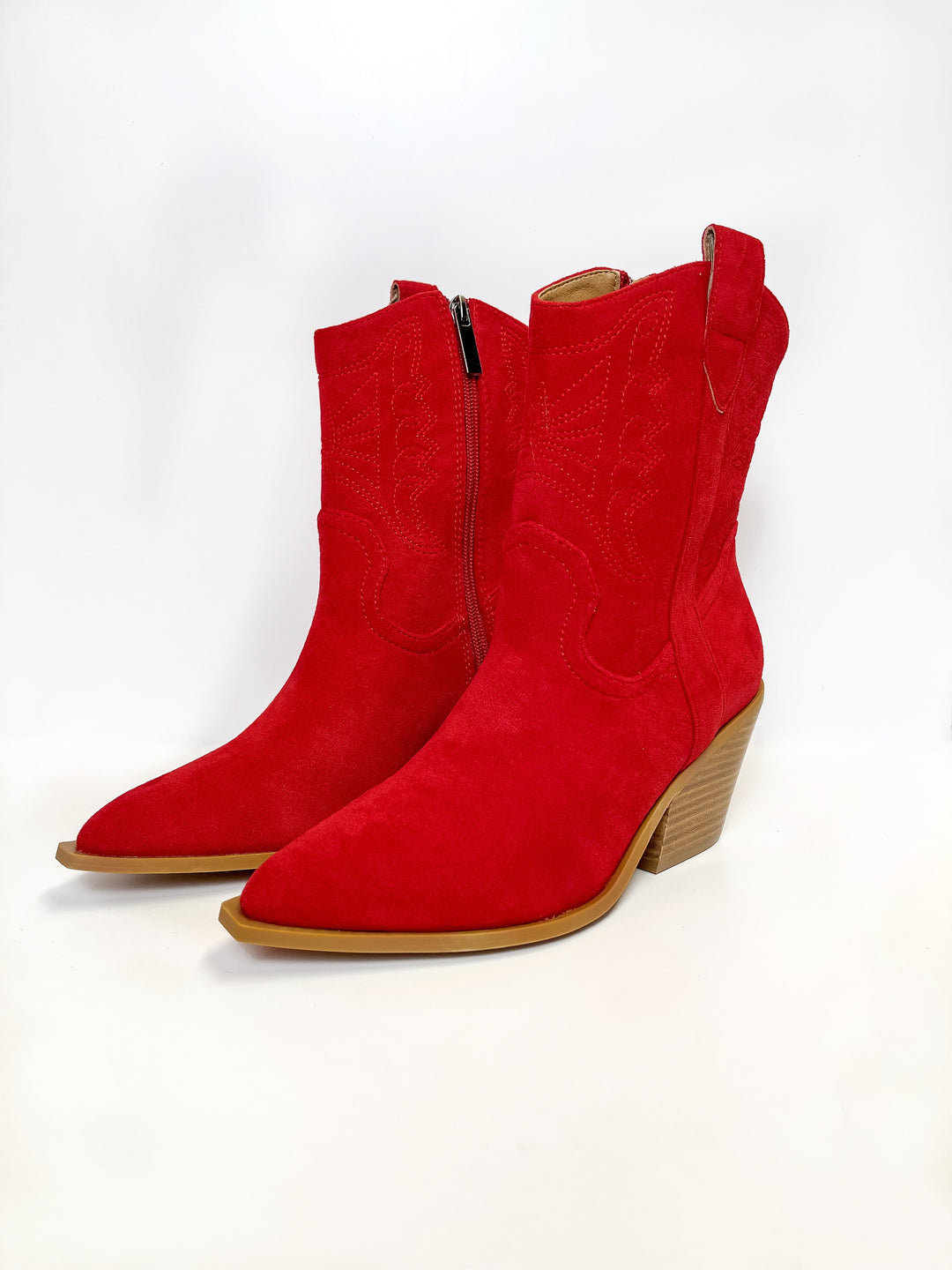Corky's | Rowdy Western Stitch Boots in Red Suede - Giddy Up Glamour Boutique