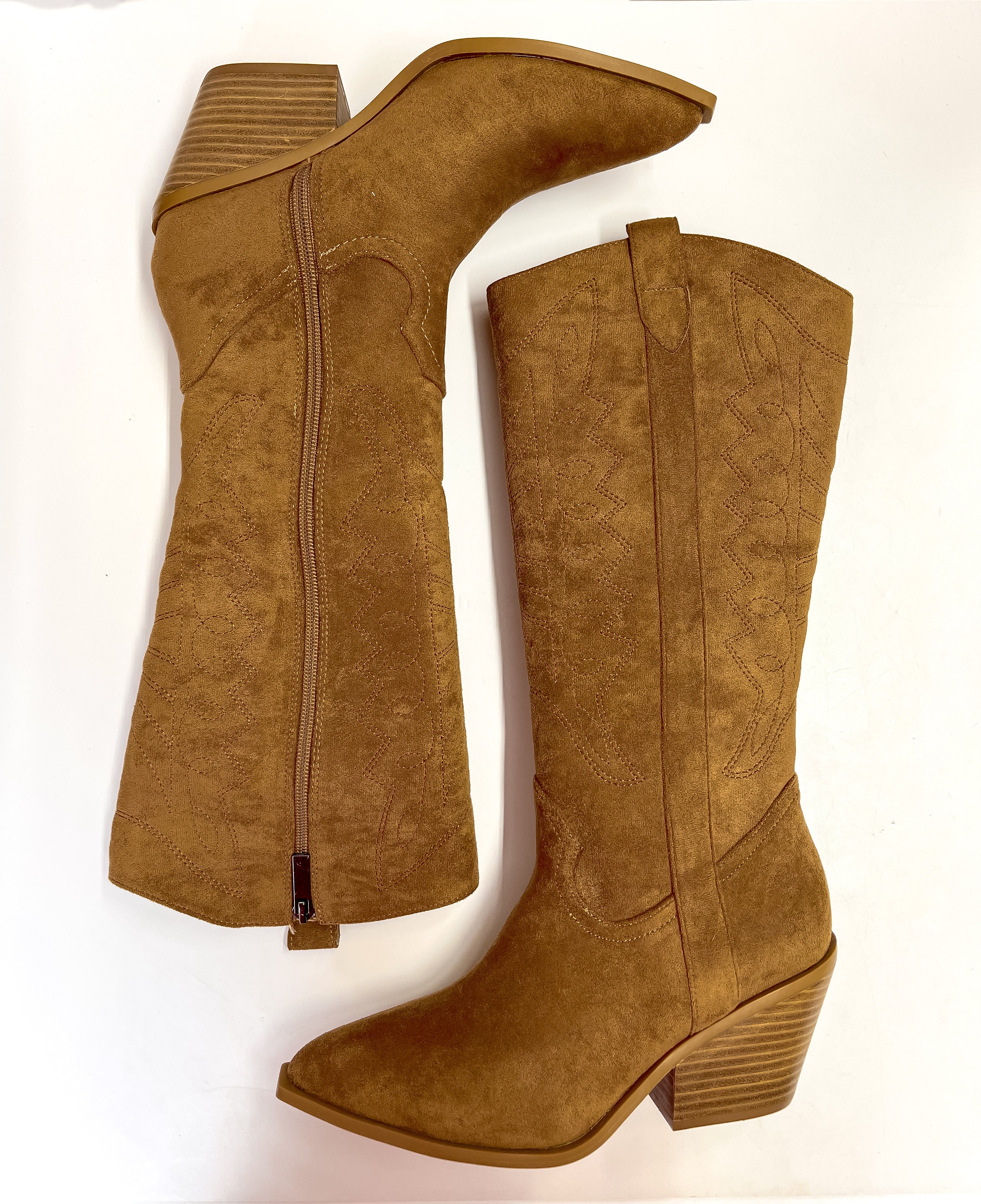 Corky's | Howdy Western Stitch Boots in Cognac Suede - Giddy Up Glamour Boutique