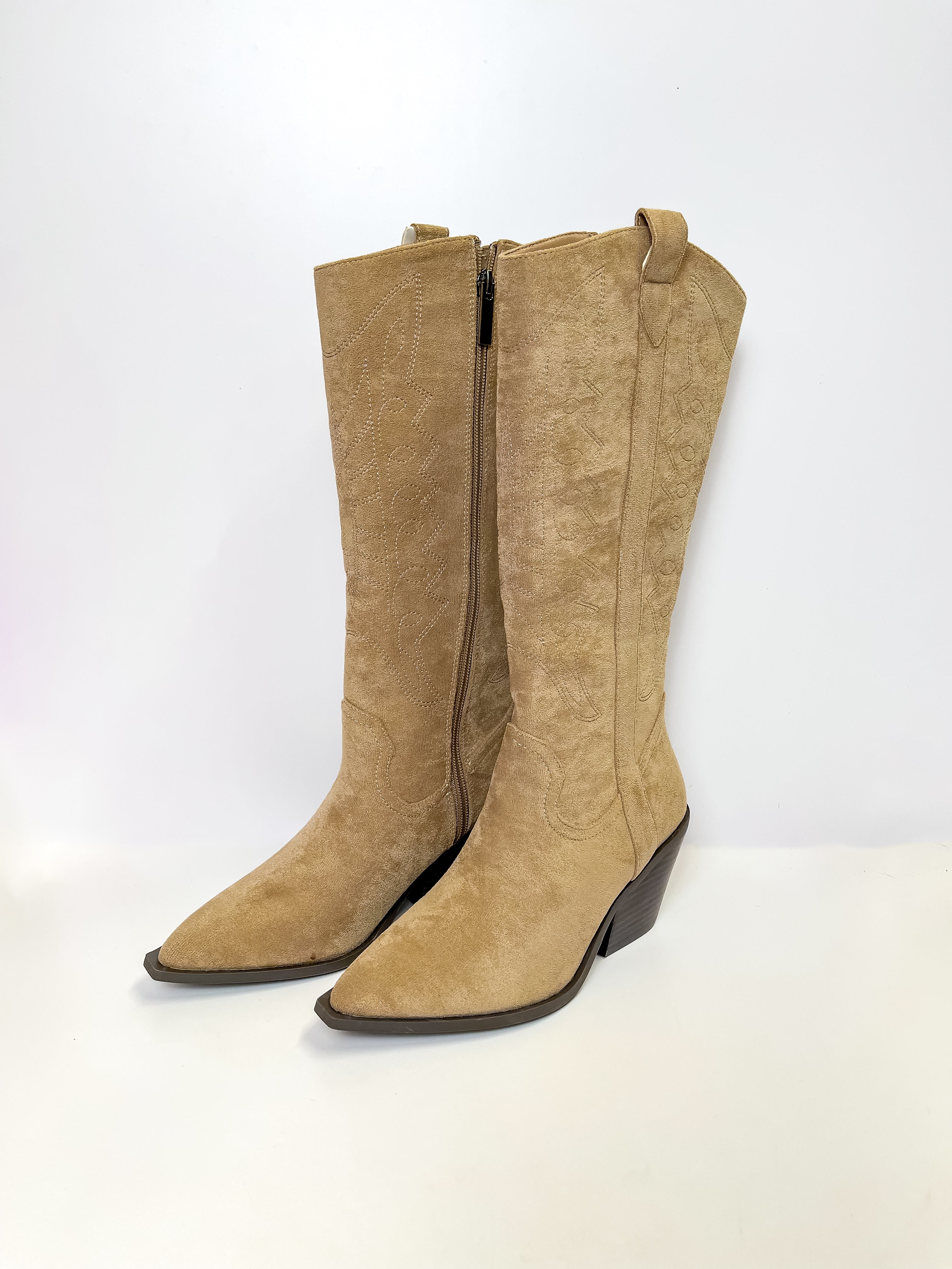 Corky's | Howdy Western Stitch Boots in Camel Suede - Giddy Up Glamour Boutique