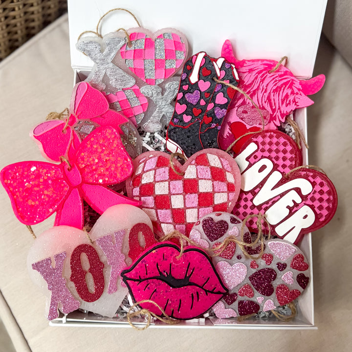Shiny Love Affair XOXO Disco Ball Heart Valentine Car Freshie in Various Scents