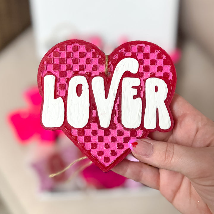 In My "Lover" Era Valentine Checkered Heart Car Freshie in Love Spell