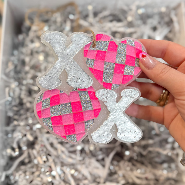 Shiny Love Affair XOXO Disco Ball Heart Valentine Car Freshie in Various Scents