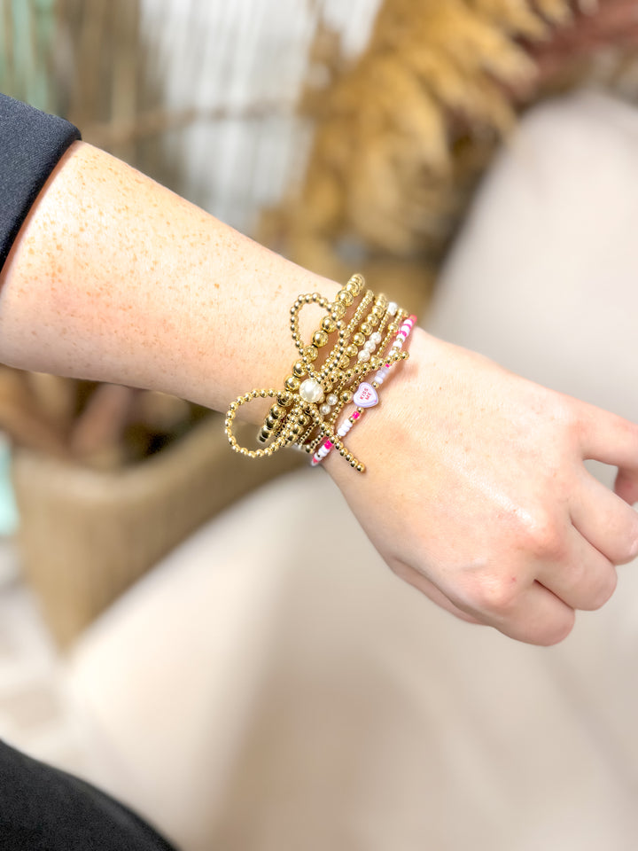 GUG Exclusive by Beaded Blondes | Valentines Day Kiss Me Conversation Heart on Hot Pink and Lilac Sprinkle