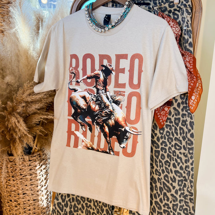 Rodeo Bull Rider Short Sleeve Graphic Tee in Sand