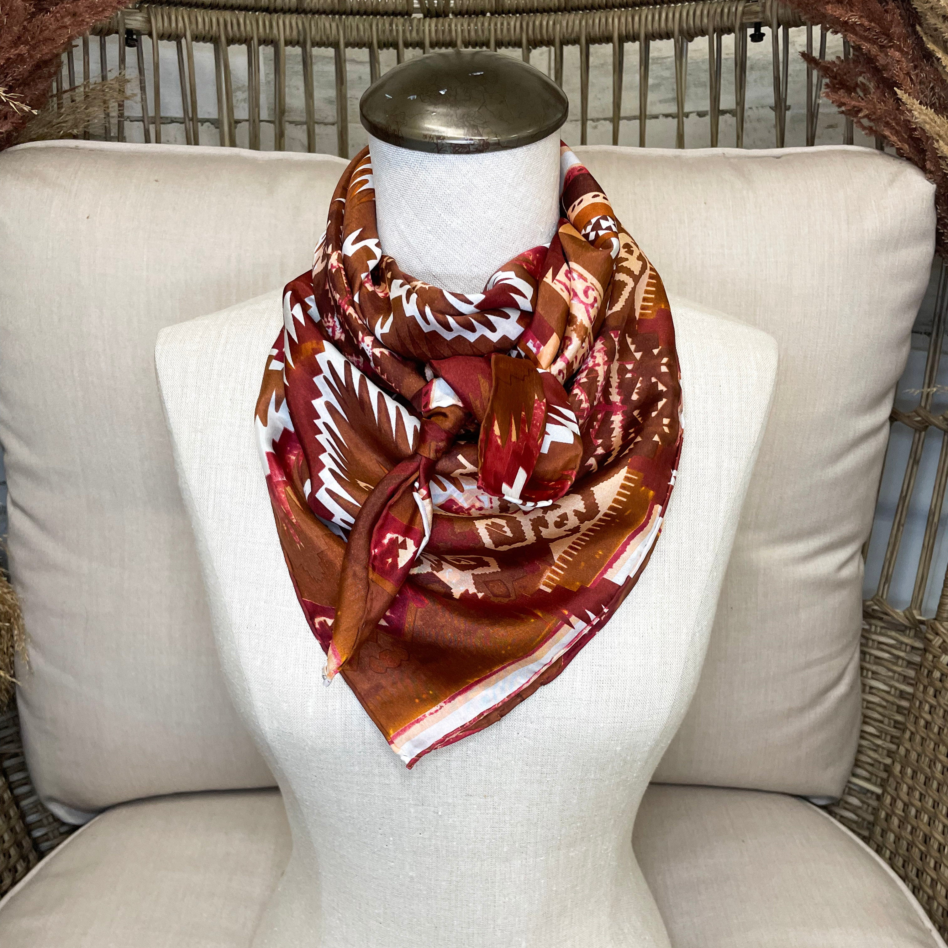 Aztec Wild Rag in Brown and White