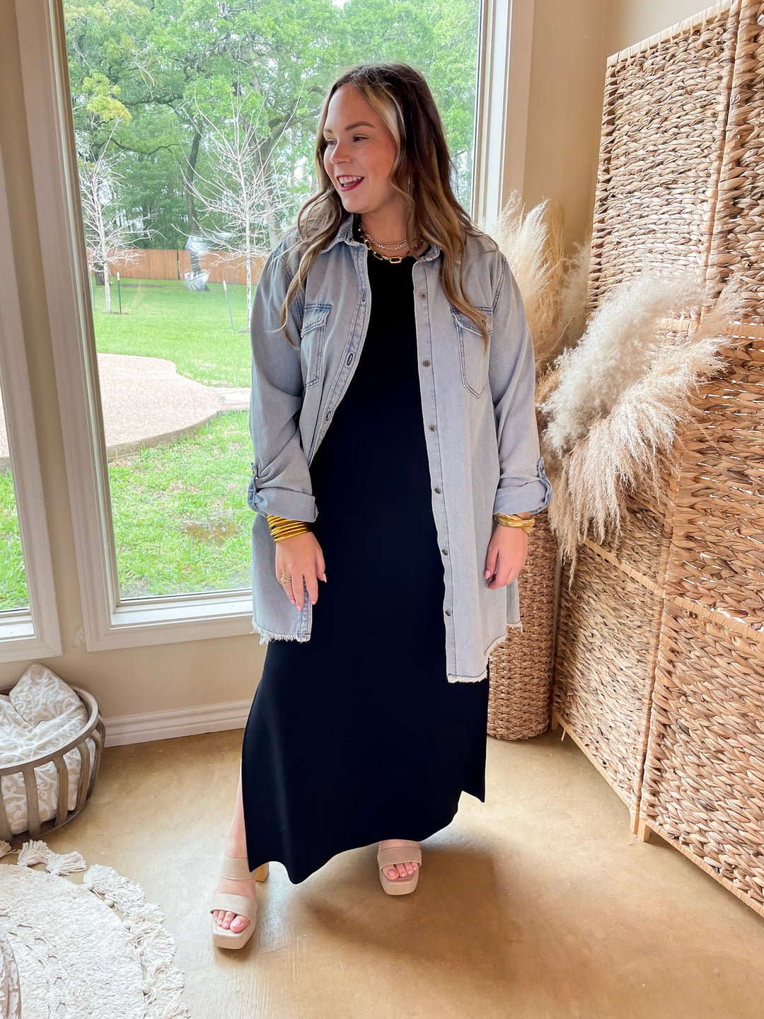 SPANX | AirEssentials Maxi T-Shirt Dress in Very Black - Giddy Up Glamour Boutique