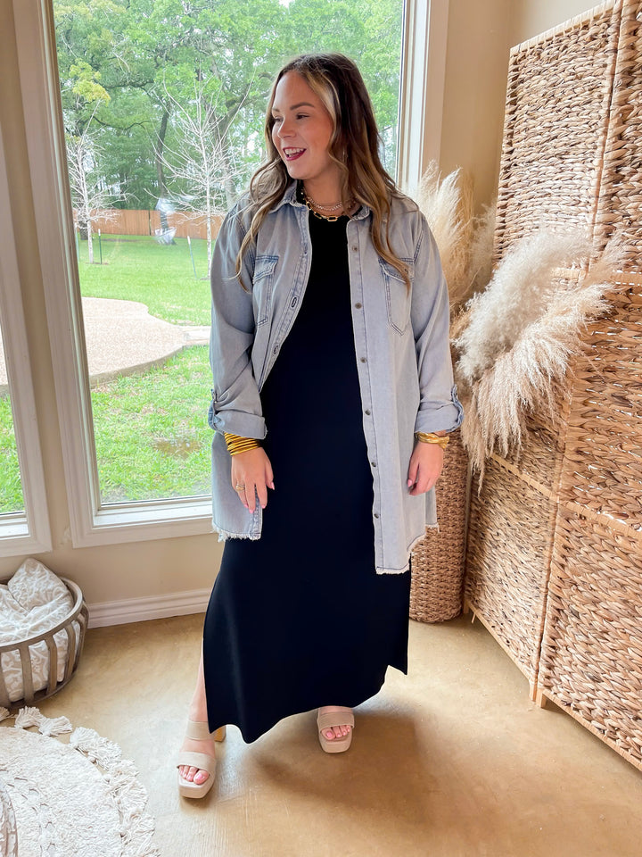 SPANX | AirEssentials Maxi T-Shirt Dress in Very Black - Giddy Up Glamour Boutique