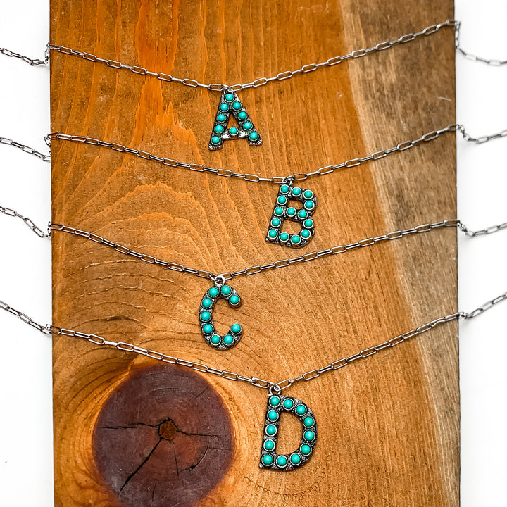 Wear It Proud Initial Necklaces in Turquoise - Giddy Up Glamour Boutique