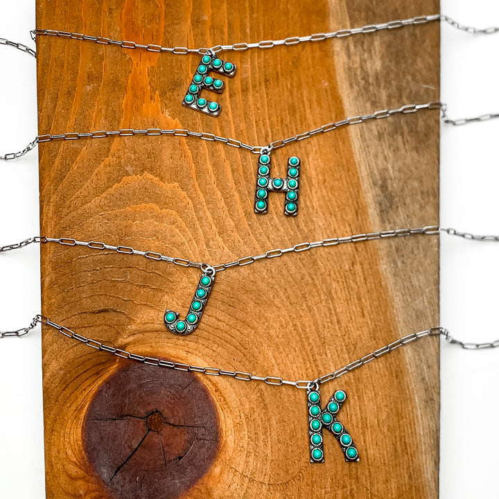Wear It Proud Initial Necklaces in Turquoise - Giddy Up Glamour Boutique