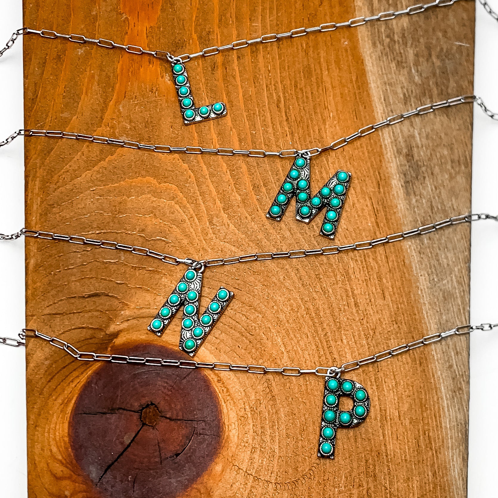 Wear It Proud Initial Necklaces in Turquoise - Giddy Up Glamour Boutique