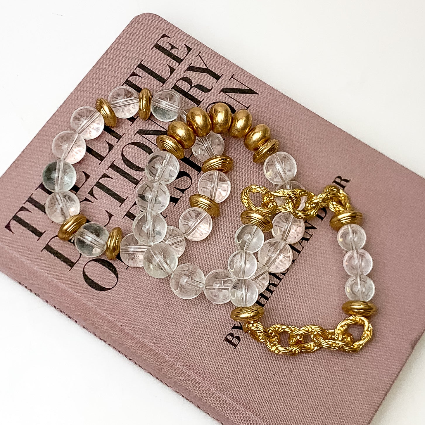 Set of Three | Better Than The Classic Clear Beaded and Gold Tone Chain Bracelets - Giddy Up Glamour Boutique