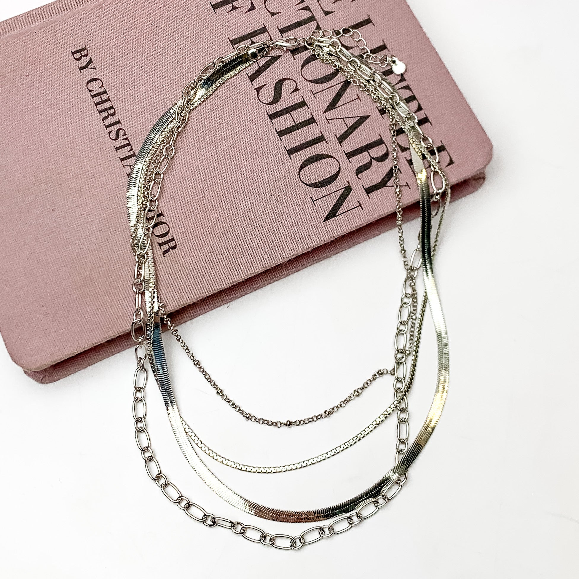 New to Town Multi Strand Chain Necklace in Silver Tone - Giddy Up Glamour Boutique