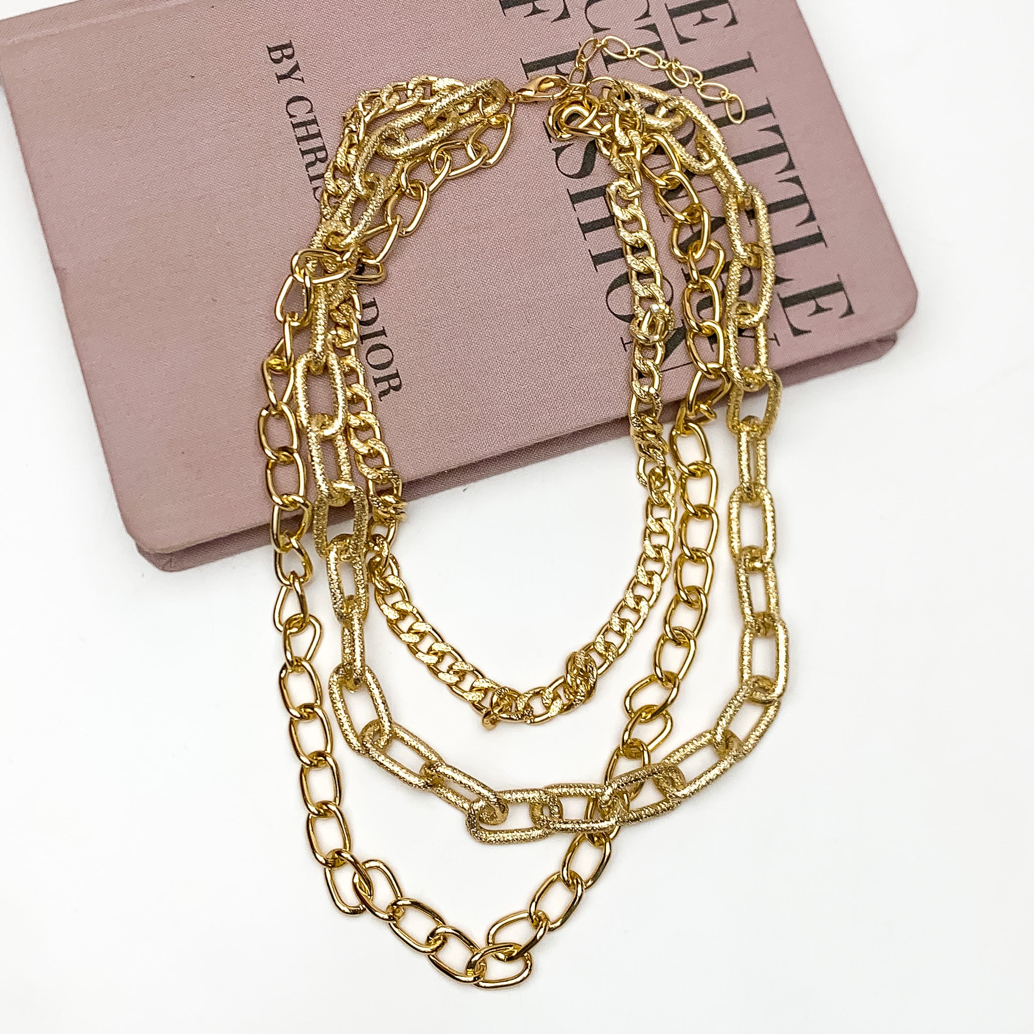 Balcony Brunch Multi Strand Chain Necklace in Gold Tone - Giddy Up Glamour Boutique
