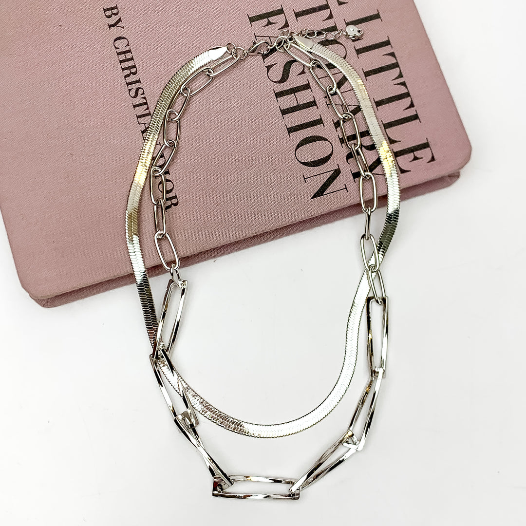 Stay Updated Multi Strand Chain Necklace in Silver Tone - Giddy Up Glamour Boutique