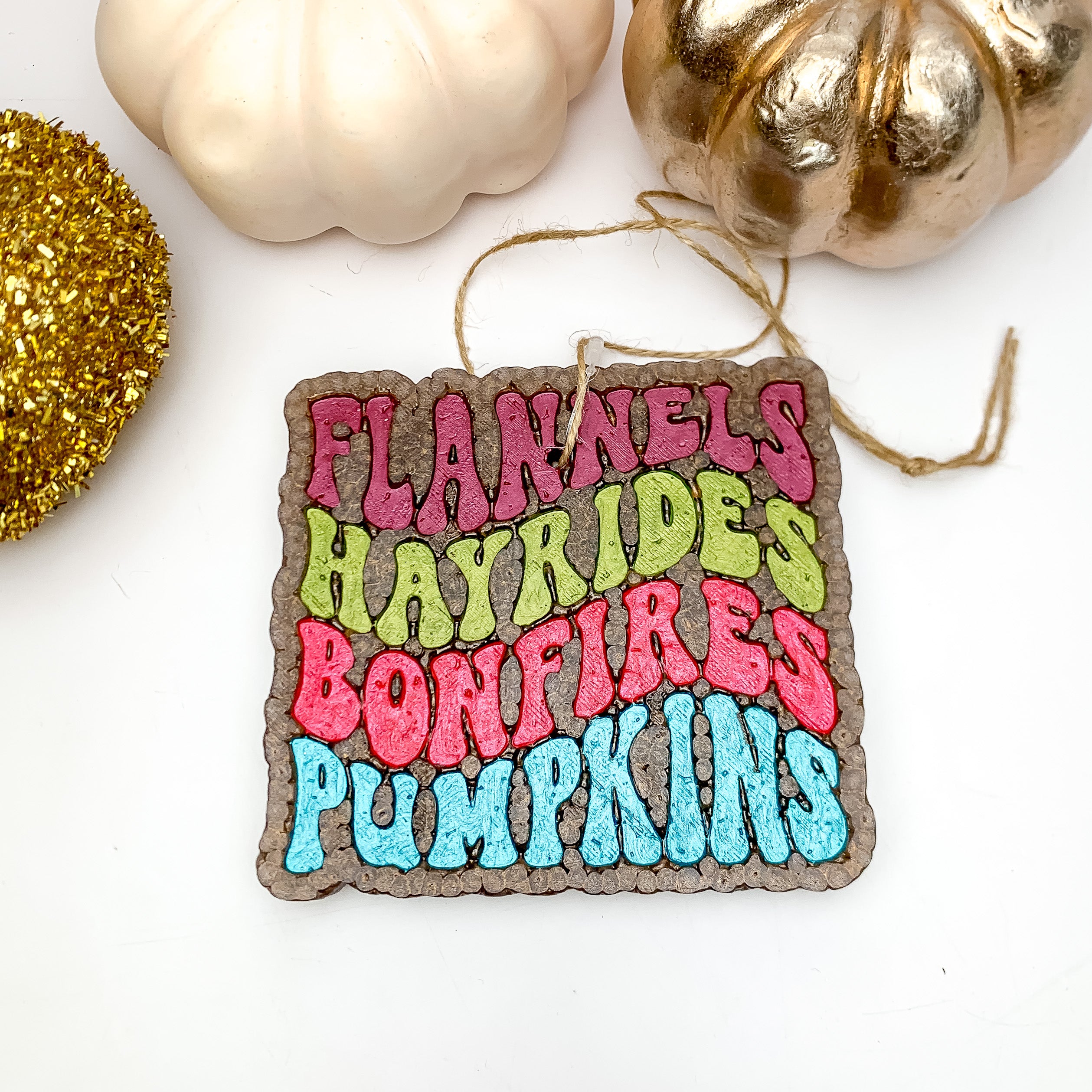 "Flannels Hayrides Bonfires Pumpkins" Freshie in Butter Pecan Waffles - Giddy Up Glamour Boutique