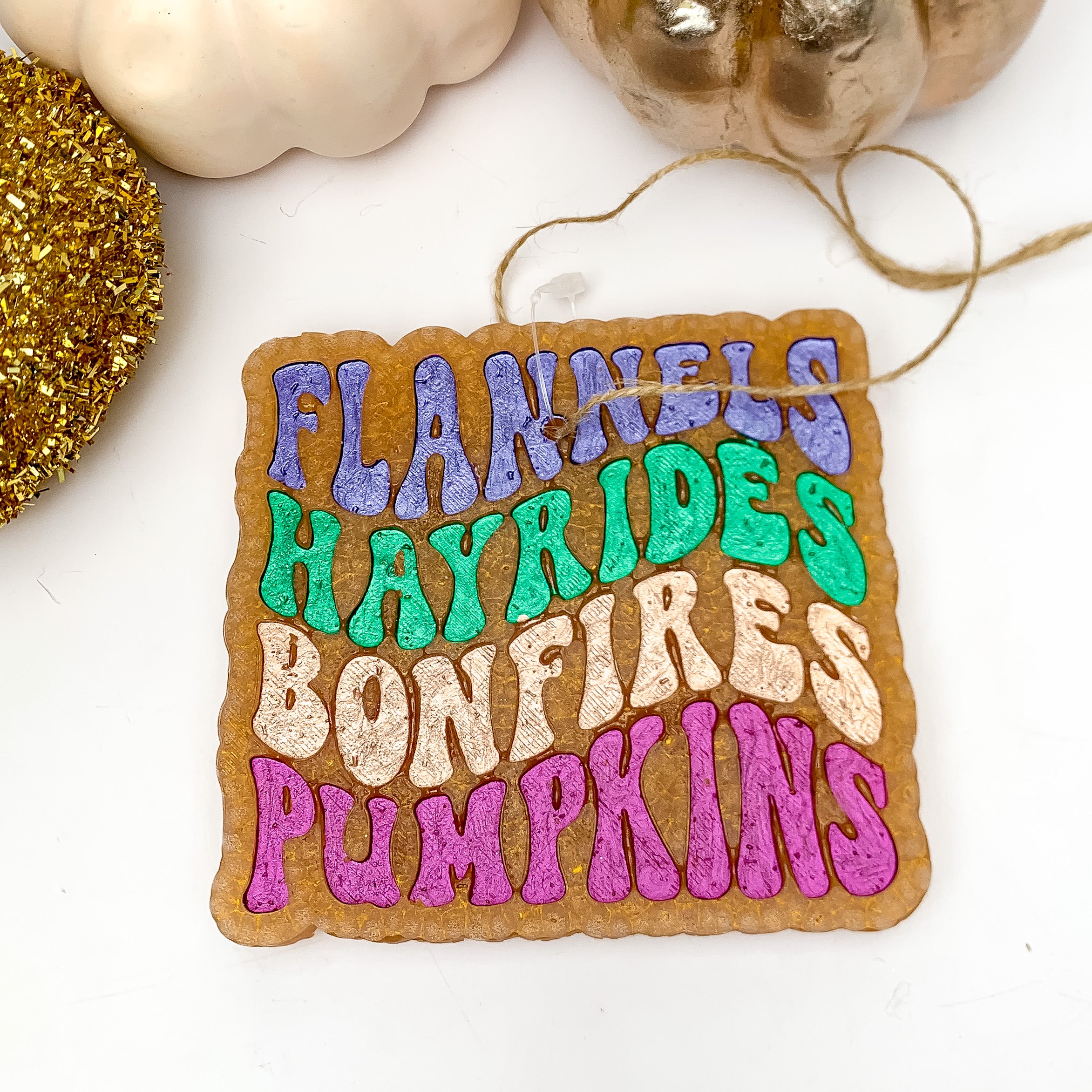 "Flannels Hayrides Bonfires Pumpkins" Freshie in Butter Pecan Waffles - Giddy Up Glamour Boutique