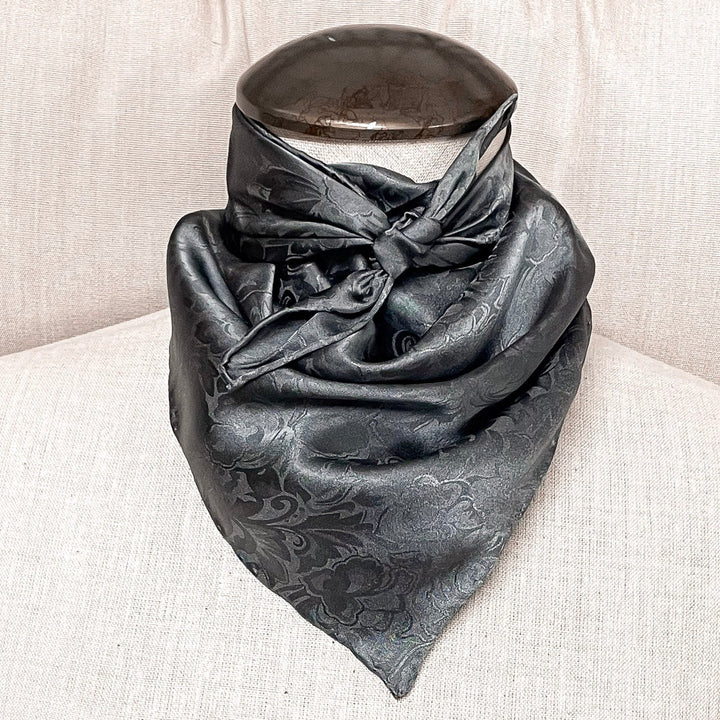 Mini Jacquard Silk Wild Rag in Charcoal