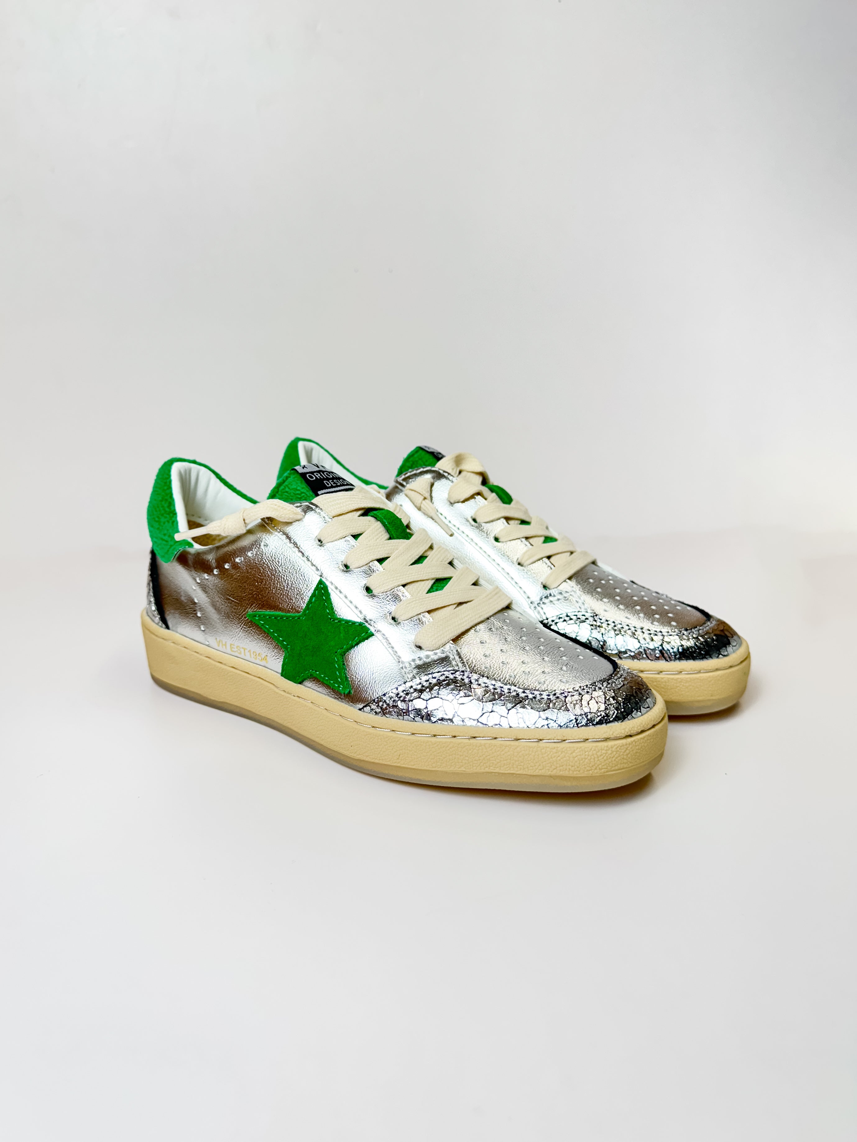 Vintage Havana | Denisse 10 Sneakers in Silver and Green - Giddy Up Glamour Boutique