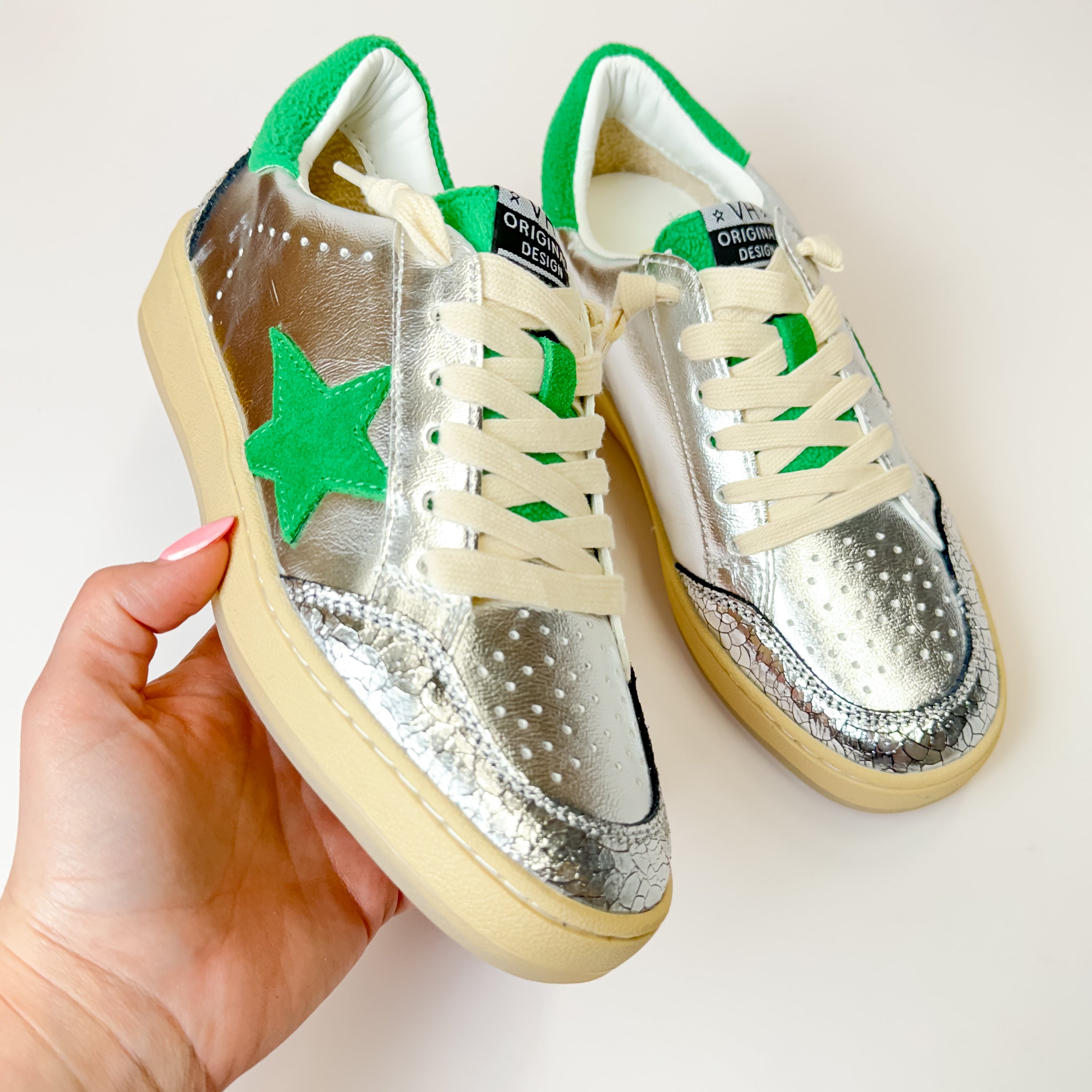 Vintage Havana | Denisse 10 Sneakers in Silver and Green - Giddy Up Glamour Boutique