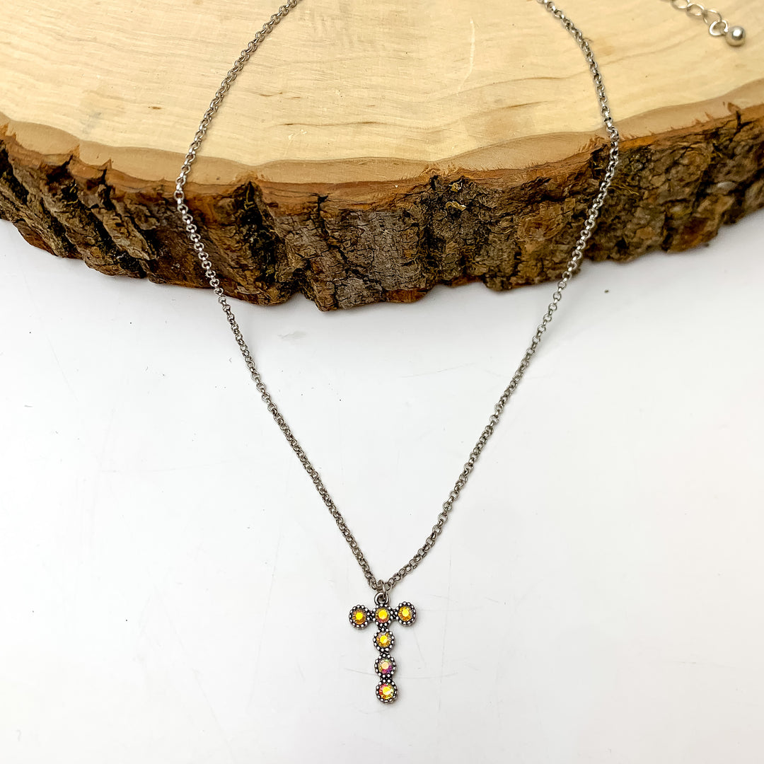 AB Crystal Initial Necklaces in Silver - Giddy Up Glamour Boutique
