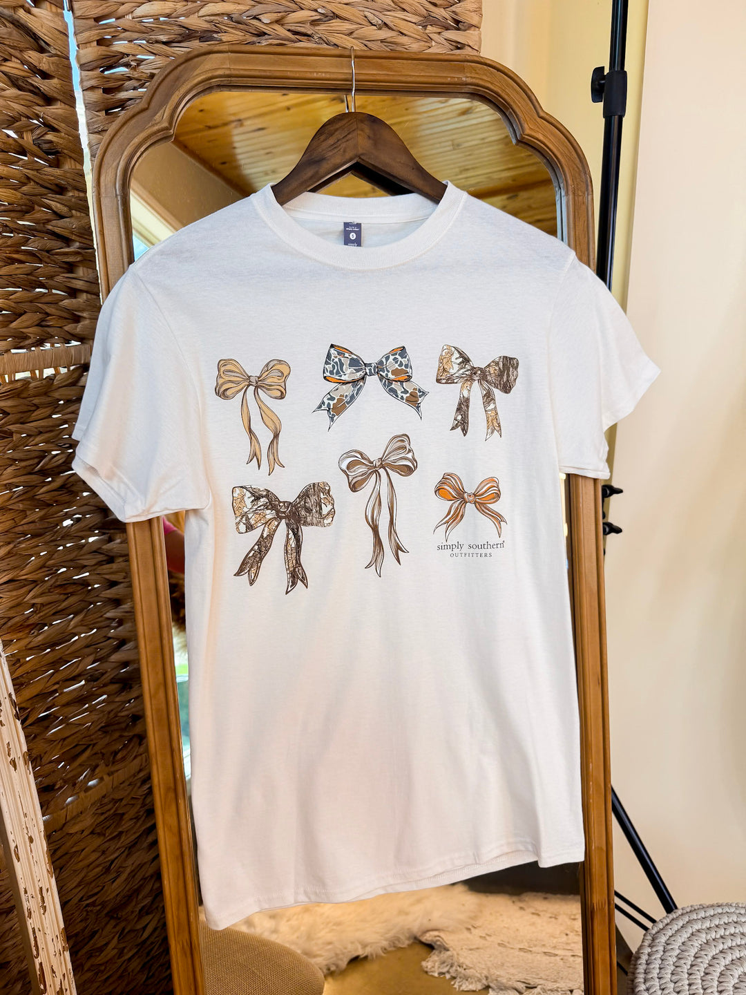 Simply Southern | Southern Charm Camouflage Bow Short Sleeve Graphic T-Shirt in Cream